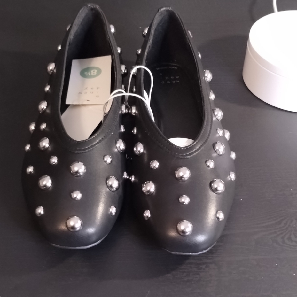 a new day Black Loafers with Metallic Accents